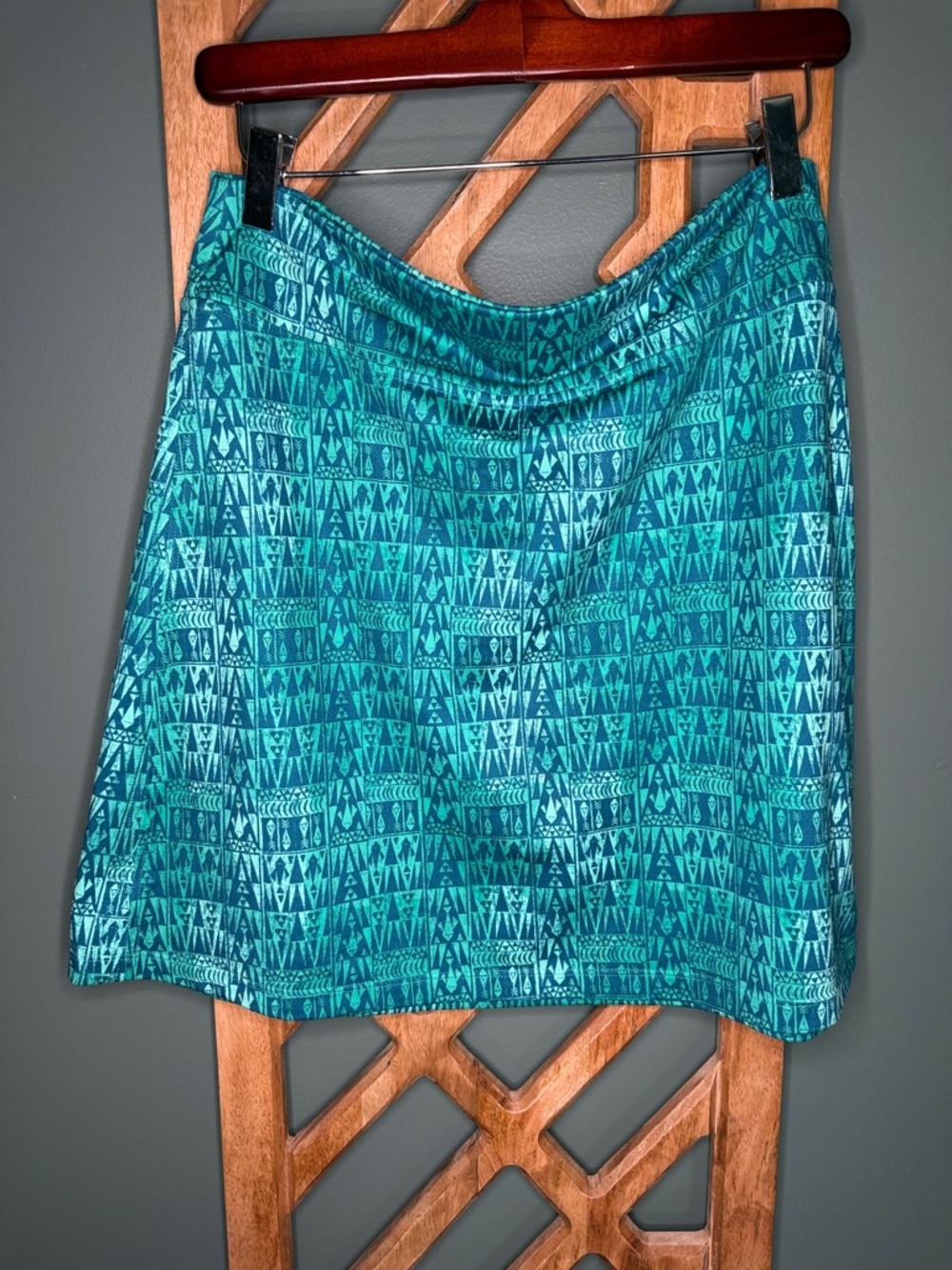 Patagonia Teal Geometric A-Line Skirt